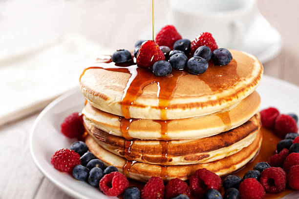 Stack of pancakes with berries
